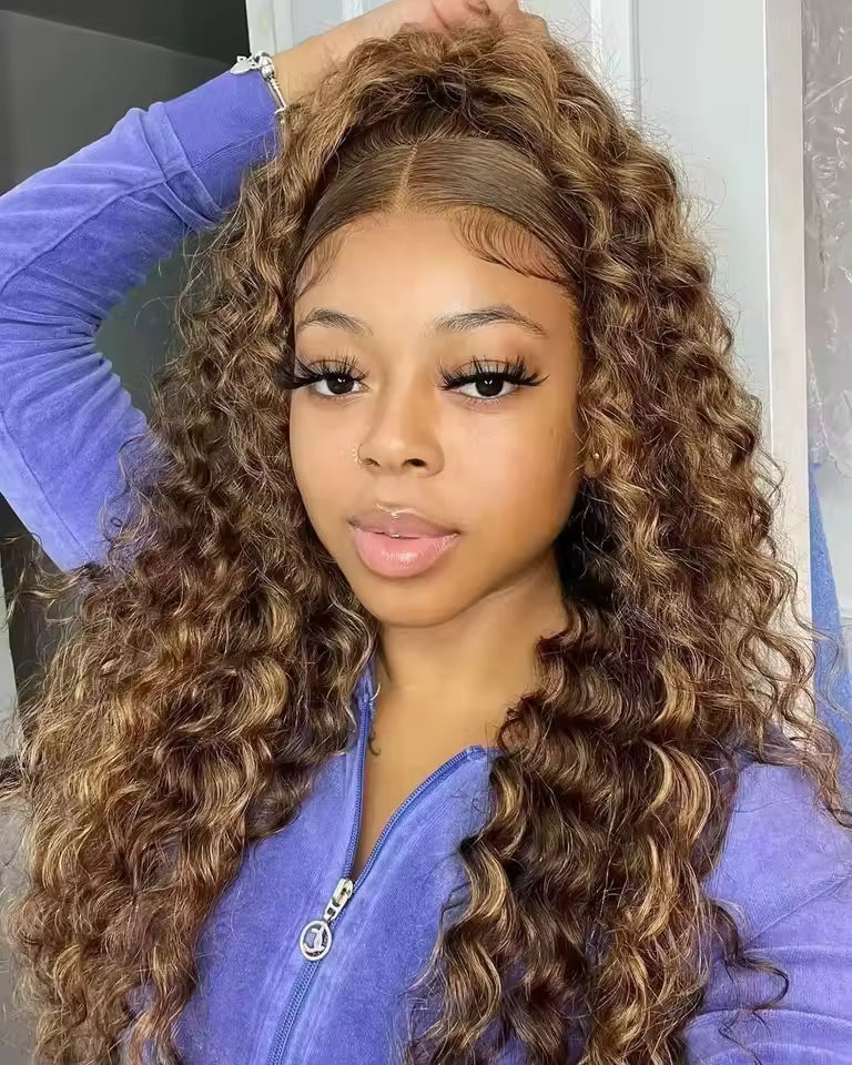 Perruque Luxe Deep Wave - Honey Blonde Ombre (Toutes Tailles)