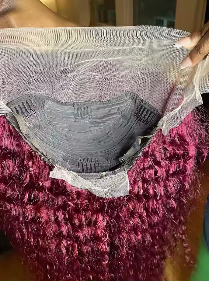 Perruque Burgundy Deep Wave - 99J Red Wine (Densité 250%)