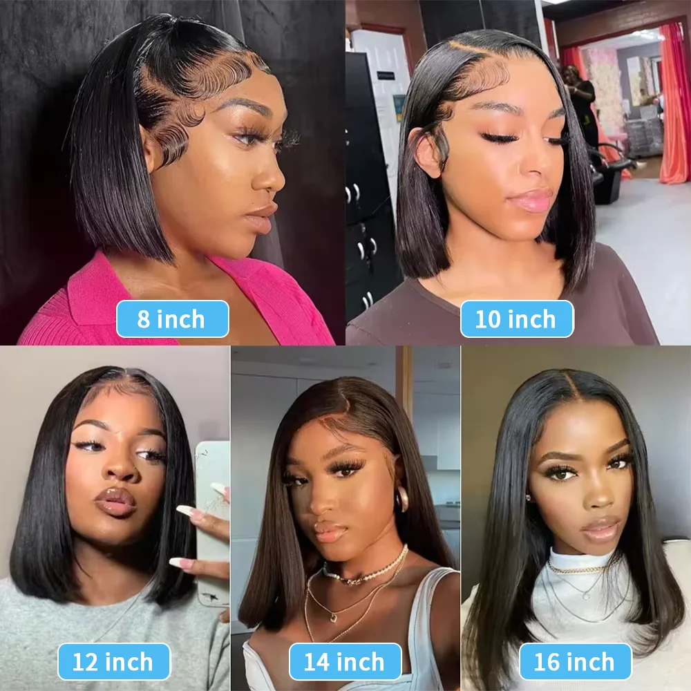Bob Wig Human Hair 13x6 HD Lace Frontal Wig Pre Cut 7x5 13x4 Glueless Straight Bob Ready To Wear Wig Natural Color For Women