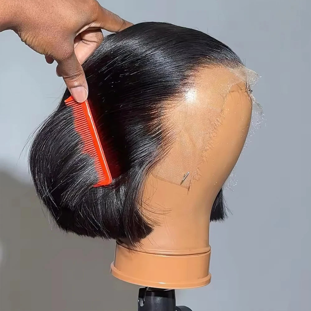 Bob Wig Human Hair 13x6 HD Lace Frontal Wig Pre Cut 7x5 13x4 Glueless Straight Bob Ready To Wear Wig Natural Color For Women